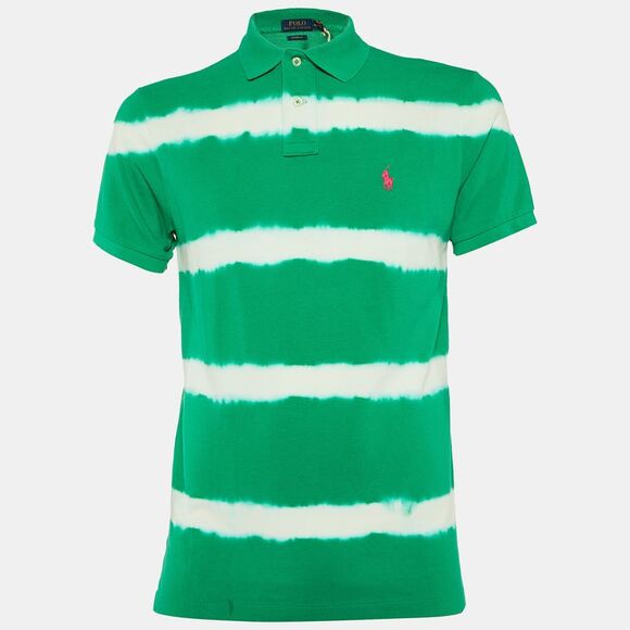 Polo Ralph Lauren Green Tie-Dye Cotton Custom Fit Polo T-Shirt M